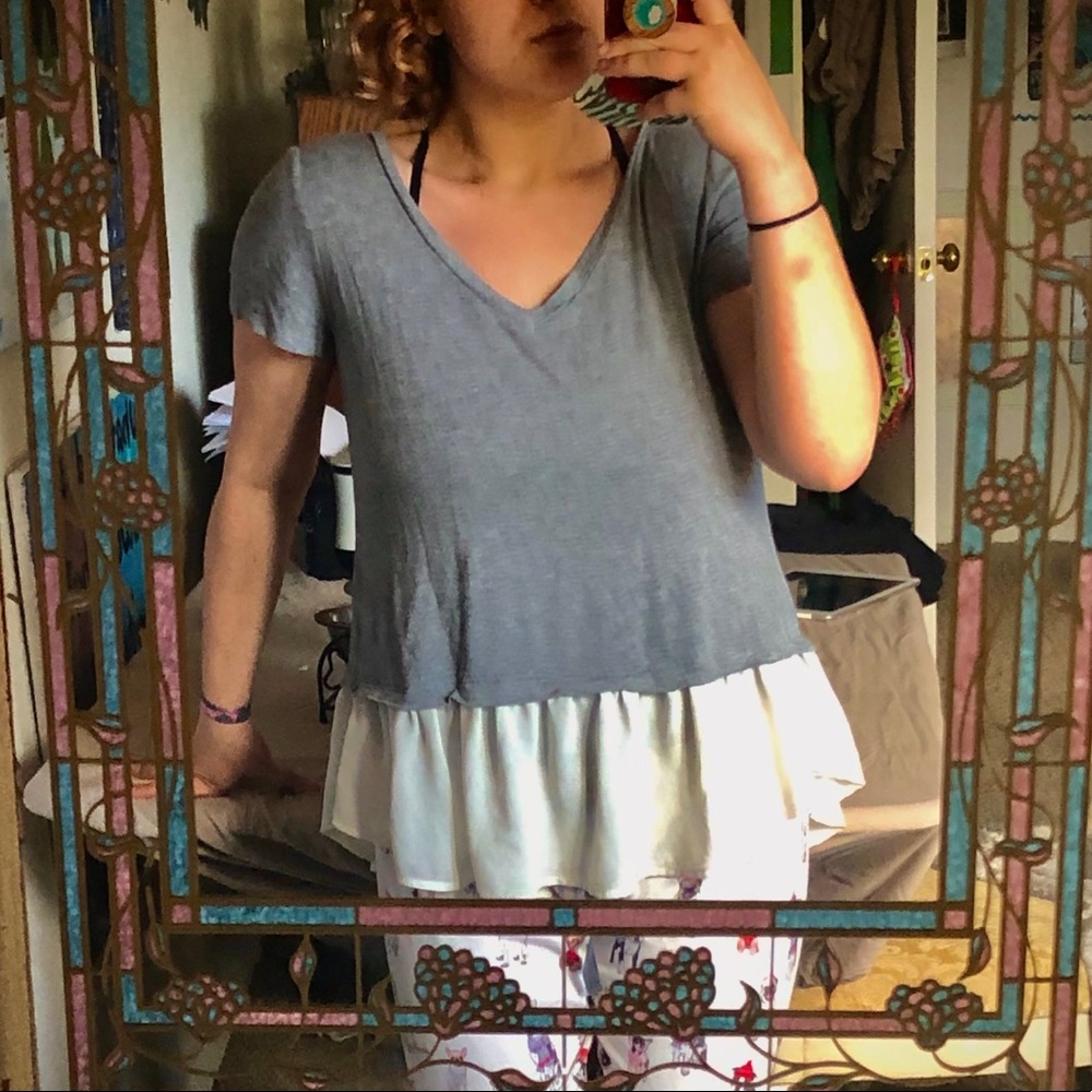 Grey and white T-shirt